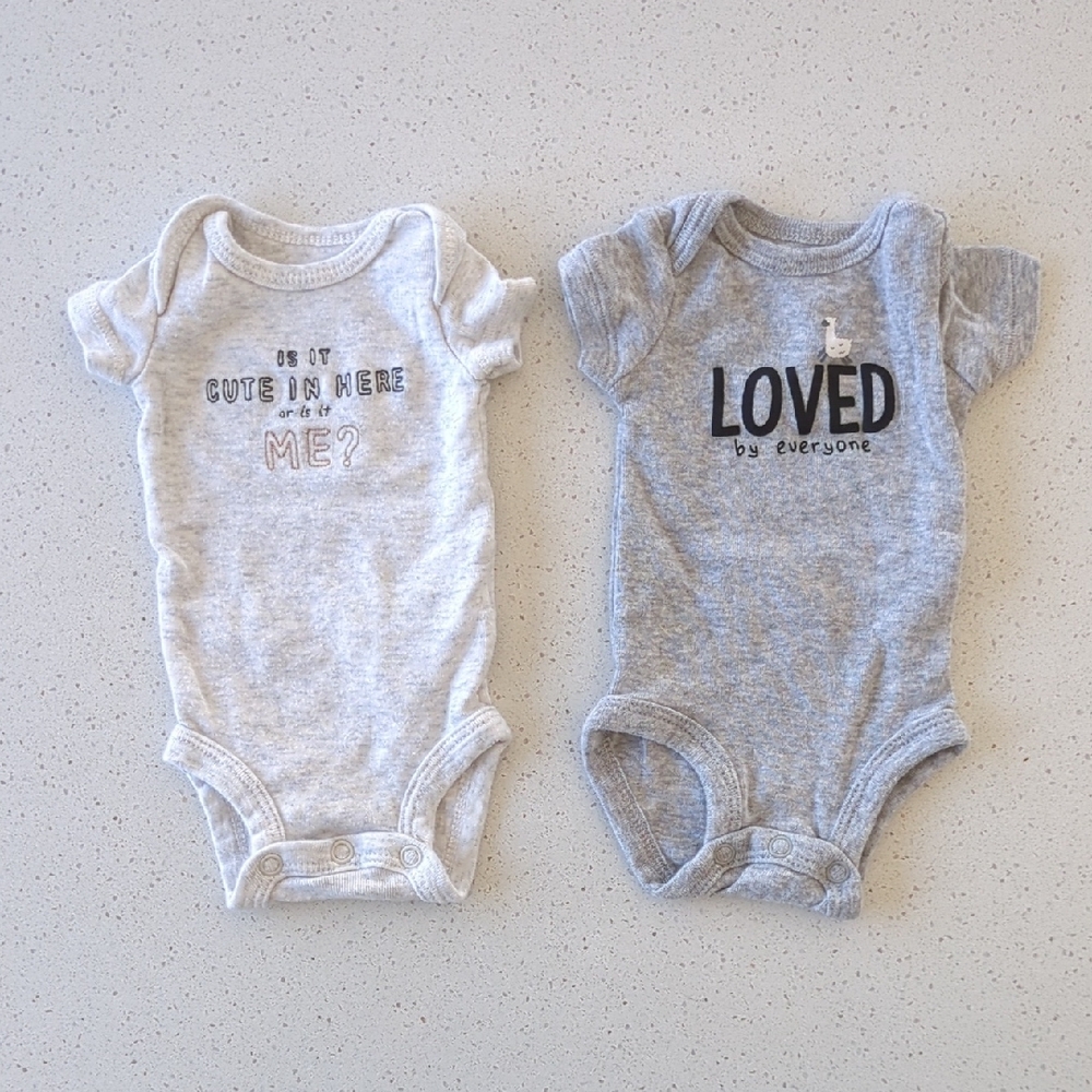 13 Piece Bundle - Neutral and Pastel Baby Pants & Short Sleeve Bodysuits - Picture 2 of 9